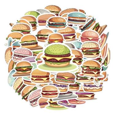 Imagem de 35 pçs hambúrguer fast food gourmet hambúrguer adesivos engraçados pão para mala geladeira telefone bagagem laptop guitarra carro adesivos brinquedos DIY telefone guitarra laptop notebook mala copo