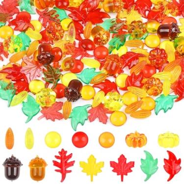 Imagem de Wlicon 150 peças de acrílico para o dia de Ação de Graças, folhas de outono, folhas de ácer, mini bolotas de abóbora para decoração de mesa de Ação de Graças, festa pré-escolar, contagem de materiais