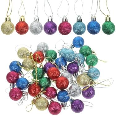 Imagem de KESYOO 80 mini enfeites de árvore de Natal com glitter, bolas penduradas, decorações multicoloridas à prova de estilhaçamento para guirlanda de árvore de Natal