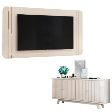 Imagem de Painel Para Tv Suspenso Ariana E Aparador Buffet Brise Off White – Dj Móveis