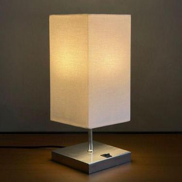 Imagem de Abajur luminária de Mesa Clássico Quadrado aluminio Com Interruptor e 