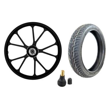 Imagem de Roda Liga Leve Dianteira Honda Cg Titan 160 Titan 150 V-Shape Freio Disco + Pneu Vipal St600 80100-18 + Bico