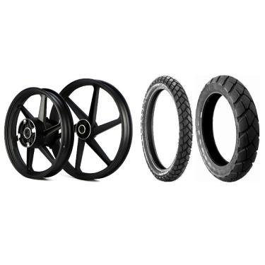 Imagem de Kit Par Rodas Honda Bros 160 2015 Á 2022 Xre 190 2016 Á 2023 6P Disco + Par Pneu Metzeler Tourance 90/90-19 + 110/90-17