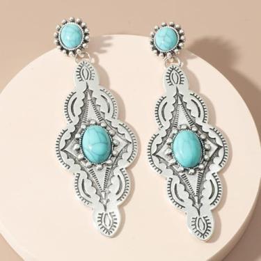 Imagem de Brincos de turquesa para mulheres, boêmios, leves, pendentes, joia exclusiva, ideia de presente, brincos boêmios, joias modernas para mulheres