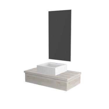 Imagem de Conjunto Bancada C-cuba Q39 E Espelheira Metrópole 801 Preto ônix Snow