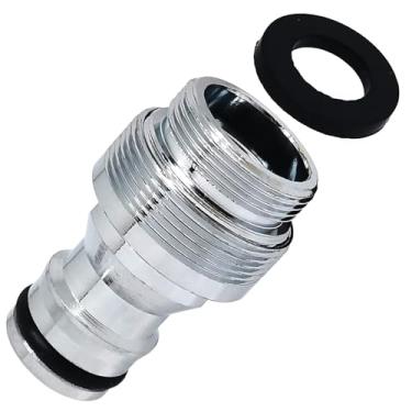 Imagem de 1 kit adaptador de conector rápido de torneira de latão, rosca macho de 20 mm x conector de passo de 1 mm, adaptador universal de torneira para máquina de lavar e lavadora de pressão (prata)