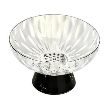 Imagem de Fenteer Fruteira elevada com orifícios de drenagem, pedestal removível, prato leve para petiscos, Claro