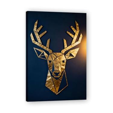 Imagem de Moldura interna. Pintura de Natal glamorosa minimalista, arte geométrica dourada, decoração de Natal moderna emoldurada para parede da sala de estar. A45. 50 x 75 cm - 19,7 x 29,6 pol