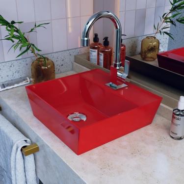 Imagem de Cuba Apoio Angular Quadrada Volcano Aq33w Vermelho