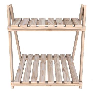 Imagem de Estante Modular 2 Prateleiras Baixas Madeira Livreiro Home