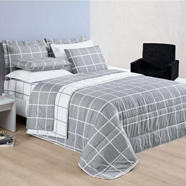 Imagem de Cobre Leito Queen Dustin Micropercal 200 Fios Dupla Face 3 Peças - Cinza