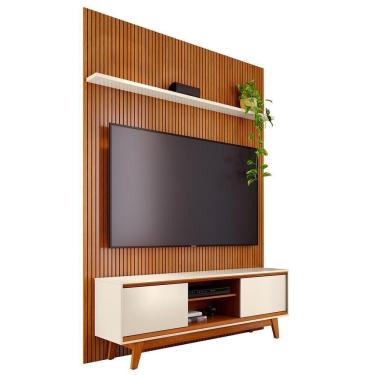 Imagem de Rack Bancada Com Painel Milo Cinamomo/off White Para Tv Até 75” - Madetec