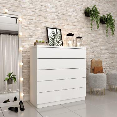 Imagem de Cômoda Premium 5 Gavetas Neve
