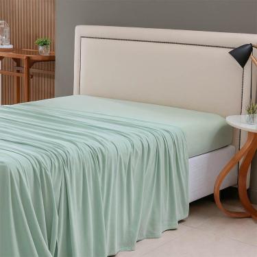 Imagem de Lençol De Cima Avulso Minimal Liso Solteiro 01 Peça Malha 100% Algodão - Verde