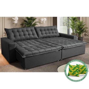 Imagem de Sofá Sem Caixa Retrátil Reclinável 2,15m Cama Inbox França Velusoft Cinza