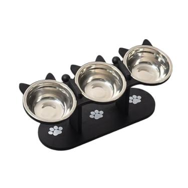 Imagem de Ｂｅｓｇａ Tigela elevada para gatos, comedouro para animais de estimação, suporte de madeira estável para tigela de comida e água, tigelas elevadas para cães e, Preto