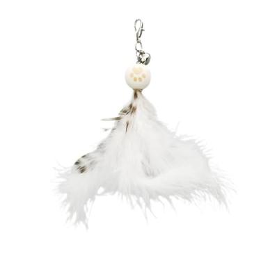 Imagem de Luzhengyang Recargas de varinha Feather Cat Teaser – Cabeças inspiradas em pássaros naturais, acessórios de brinquedo de gato para brincadeiras interativas (pacote com 5) (boneca pata de gato – branca