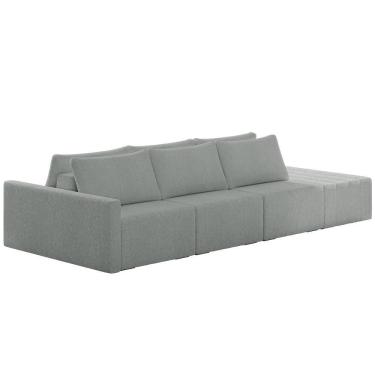 Imagem de Sofá Ilha Modular Com Puff Para Sala Living 312cm Georgia Z08 Boucle Cinza Claro - Mpozenato