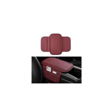 Imagem de Sandfren Capa de console central de carro, almofada de apoio de braço de couro com 2 sacos de armazenamento, acessórios de almofada de assento de descanso de braço interior automotivo, universal para