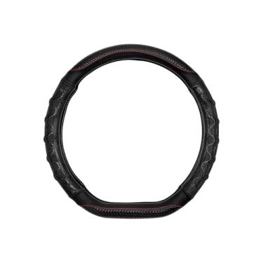 Imagem de HQRNYP Capa de volante de carro, capa de volante em forma de D, protetor de veículo de couro antiderrapante de 38 cm com favo de mel 3D, acessórios de proteção interna de carro para SUV Sedan Truck