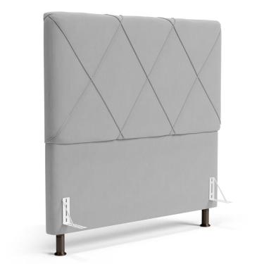Imagem de Cabeceira Cama Box Casal 140cm Com Frame Veludo Cinza Claro - Abmaza