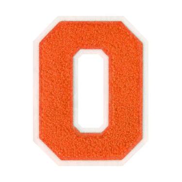 Imagem de 1 peça de patch de letra de chenille laranja de 11,4 cm com borda branca – Remendos do alfabeto para roupas, jaquetas, mochilas, chapéus para decoração personalizada, nome personalizado e artesanato