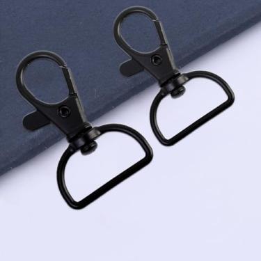 Imagem de 2 peças de mini fechos giratórios D anéis de liga metálica cordão de pressão ganchos para chaveiro, bolsa, chaveiro, joias, artesanato, (preto)