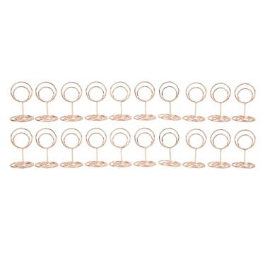 Imagem de Suportes para números de mesa Porta-cartões elegantes em formato redondo de metal galvanizado com clipe forte para festa de casamento Mesa de jantar Escritório 20 unidades 5x2,6 cm (Ouro Rosa)