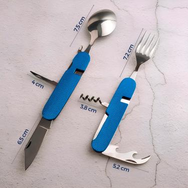 Imagem de Canivete Talher Multifuncional Dobrável Portátil Faca Abridor Cor:Azul