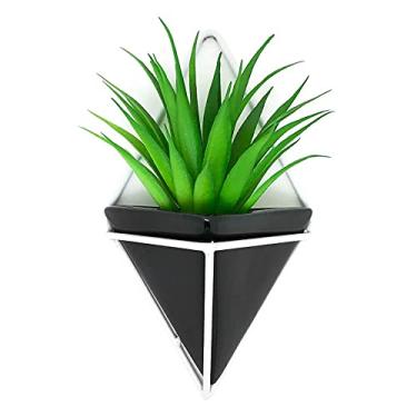 Imagem de Vaso de Parede Triangular Preto e Branco - Suporte Aramado