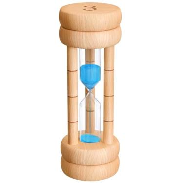 Imagem de Temporizador de areia de 3 minutos, ampulheta de madeira, mini temporizador de ampulheta de bambu, relógio de areia de 3 minutos de madeira, relógio de areia exclusivo para escovar dentes, cozinhar