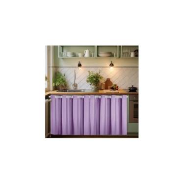 Imagem de Cortina de Pia Lilás, 138cm x 80cm, 100% Poliéster, para Organização e Decoração da Cozinha