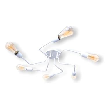 Imagem de Lustre Sputnik Moderno, Luminária de Teto com 6 Braços, Estrutura, Estilo Luxuoso, Iluminação Decorativa para Sala e Quarto (Branco)