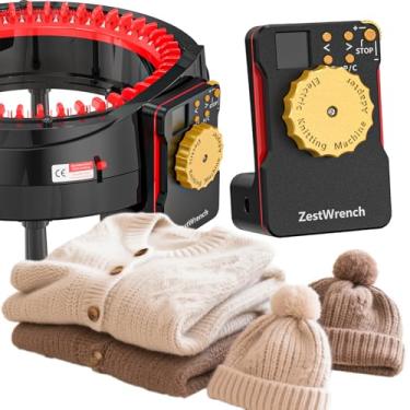 Imagem de [Atualizado em 2025] Adaptador de máquina de tricô elétrica ZestWrench para máquina de tricô Addi 46, painel LCD e contador de linhas, modo duplo plano/circular, acessórios de motor de velocidade