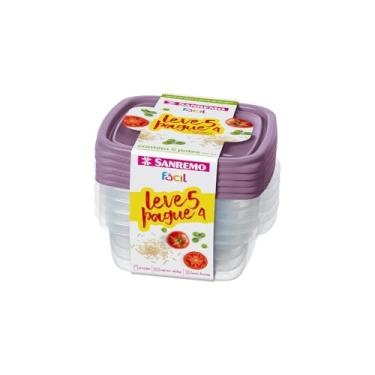 Imagem de Top Chef Conjunto de 5 Potes Herméticos, Plástico Transparente, 200ml a 1.200ml, Com Tampa, Para Alimentos, Empilháveis