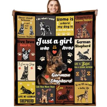 Imagem de Cobertor de pastor alemão para mulheres, Just a Girl Who Loves German Shepherd Dog Design macio aconchegante felpudo flanela cobertor, presente para amantes de animais de estimação para meninas, mãe