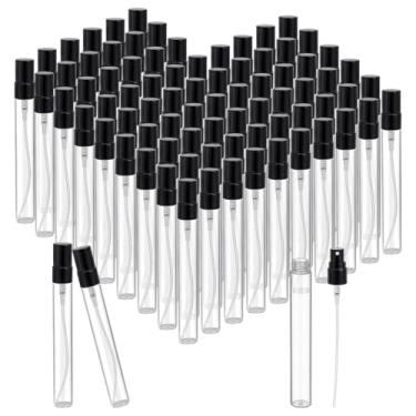 Imagem de PH PandaHall 50 frascos de perfume de vidro de 10 ml, mini frasco de spray, tamanho de viagem, transparente, recarregável, vazio, perfume, atomizador com tampa preta para viagens, óleos essenciais