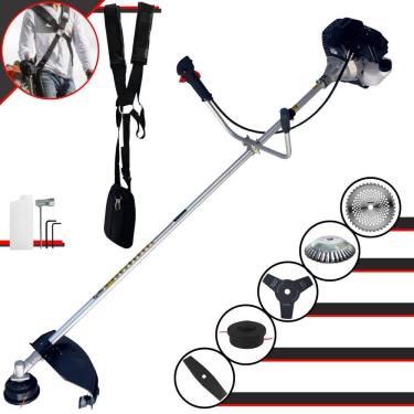 Imagem de Roçadeira Com Sistema Anti-Vibração À Gasolina RT43LB25A 43cc 1,7HP Com Carretel e Faca 2 Pontas + Faca 3 Pontas, Faca 40 Dentes Vídea e Escova de Aço