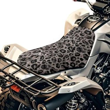 Imagem de HUISEFOR Capa de assento de quadriciclo com estampa de leopardo esticável ATV assento traseiro capas de almofada para esportes motorizados fáceis de instalar acessórios de quatro rodas para Polaris