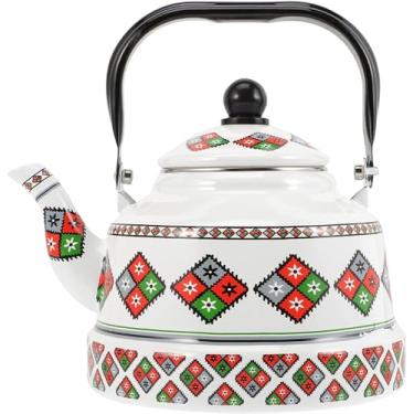 Imagem de Chaleira esmaltada, chaleira de fogão, chaleira esmaltada de decoração retrô, chaleira colorida de água quente, bule de cerâmica vintage esmaltado, chaleira de aço inoxidável, acampamento