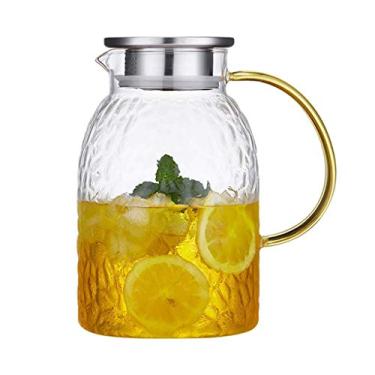 Imagem de YWangQiang Jarros de água fria jarro de vidro resistente ao calor jarro de grande capacidade filtro de casa jarro de chá jarro multiuso jarro de suco doméstico 1800 ml (cor: tamanho transparente: 12,5