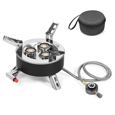 Imagem de IUPPA Fogão a gás de acampamento 6800W dobrável 3 s Piezo Ignição Backpacking Fogão ao ar livre Fogão de cozinha forno para acampamento caminhadas piquenique emergência