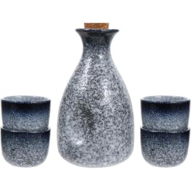 Imagem de GNHGDFFDF Conjunto de copos de saquê, xícara japonesa, conjunto de copos de saquê japonês - copo de saquê de cerâmica estilo japonês - Conjunto de potes de saquê de cerâmica japonesa com quatro