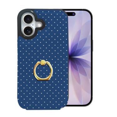 Imagem de Lyforaz Carteira compatível com iPhone 17 de 6,3 polegadas com suporte para cartão, anel de dedo de rotação de 360°, bloqueio RFID, botões duplos protetores à prova de choque, padrão de couro PU para