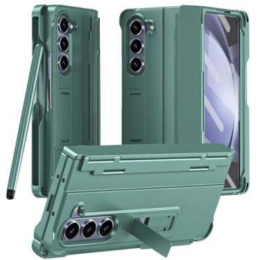 Imagem de Capa para Samsung Galaxy Z Fold 6, capa rígida de policarbonato premium com proteção de tela frontal integrada cobertura total à prova de choque, verde