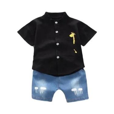 Imagem de Conjunto de Roupas Infantil Verão - Camisa Jeans e Shorts com Desenho 