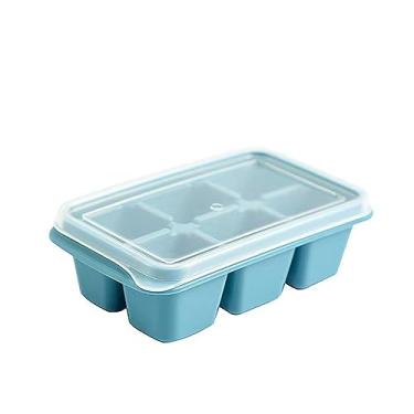Imagem de Bandeja de Cubos Gelo Silicone com 6 Compartimentos e Tampa Bandejas Liberação Fácil para Bebidas Whiskey Cocktail Moldes Reutilizáveis Empilháveis Grau Alimentar Utensílio Cozinha Inodoro Freezer