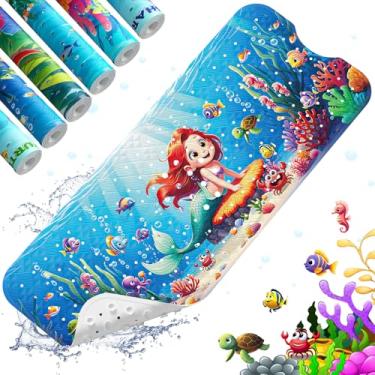 Imagem de XIYUNTE Tapete de banho de bebê antiderrapante - 101,6 cm x 40,6 cm tapete de banheira extra longo para bebês tapete de banho ecológico durável para banheira antiderrapante tapete de banheira infantil