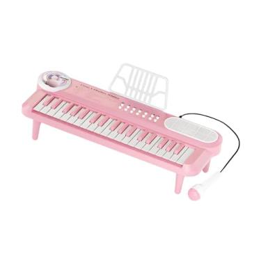 Imagem de Dynwave Teclado eletrônico de piano com microfone, 37 teclas, portátil, para crianças de 3 a 6 anos, Rosa