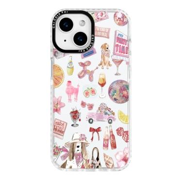 Imagem de ChiCaseVer Capa para iPhone 14, estampa de colagem de festa com cachorros fofos e coquetéis, proteção contra quedas de nível militar, proteção de TPU fino macio rosa feminino e proteção de câmera para